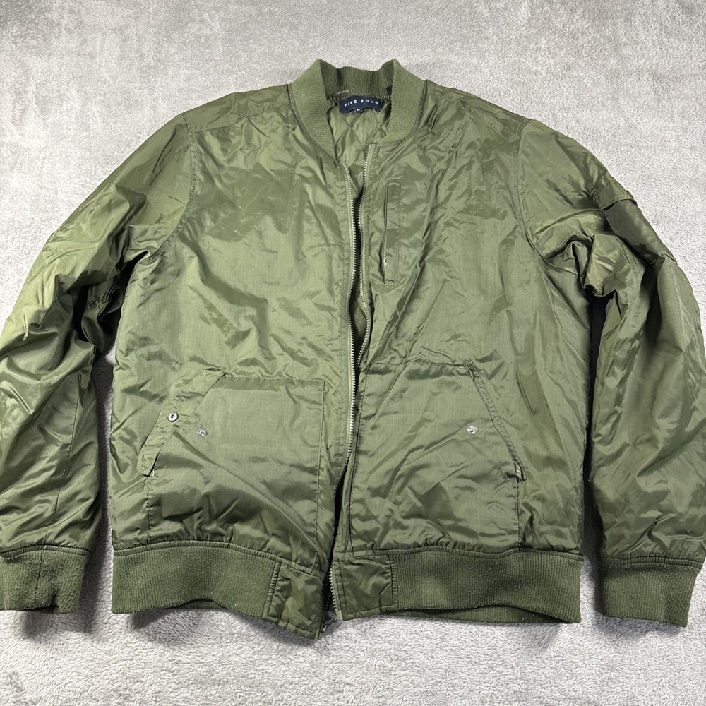 Five Four‎ Bomber Jacket Extra Large Olive Green Gold Accents Great Condition